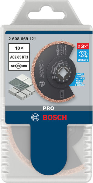BOSCH PRO ACZ 85 RT3 Blatt für Multifunktionswerkzeuge, 85 x 2,5 mm, 10-tlg. BOSCH PRO ACZ 85 RT3 Blatt für Multifunktionswerkzeuge, 85 x 2,5 mm, 10-tlg.