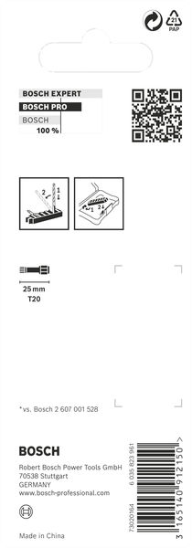 BOSCH PRO Torx Impact Bit, T20, 25 mm, 8-tlg.