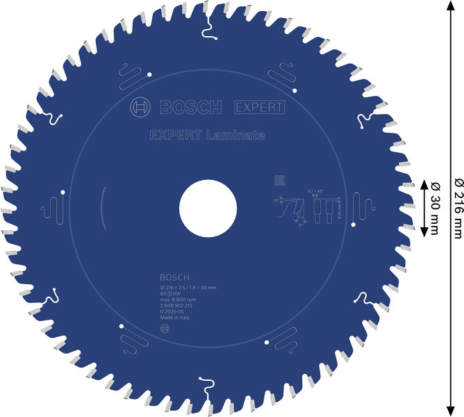 BOSCH EXPERT Laminat Kreissägeblatt, 216x30 mm, Z60 BOSCH EXPERT Laminat Kreissägeblatt, 216x30 mm, Z60