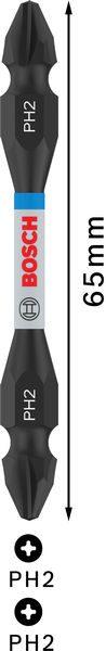 BOSCH PRO Impact Schrauberbit mit Doppelklingen u. Pick and Click-Einsätzen, PH2, 65mm BOSCH PRO Impact Schrauberbit mit Doppelklingen u. Pick and Click-Einsätzen, PH2, 65mm