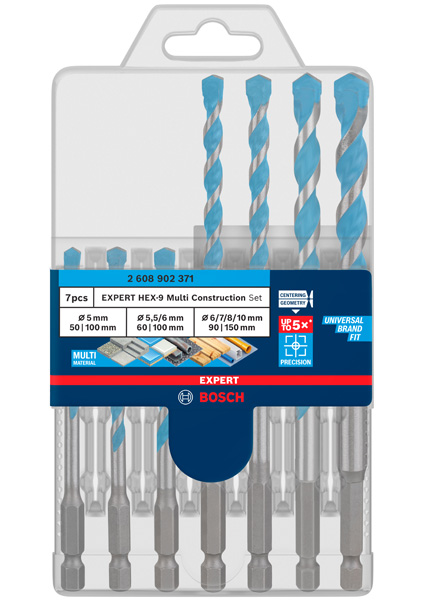 BOSCH EXPERT HEX-9 Multi Construction Bohrer-Set, D= 5/5,5/6/6/7/8/10 mm, 7-tlg.