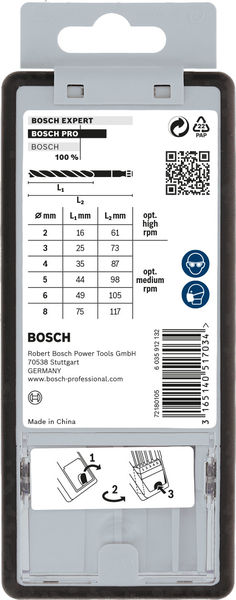 BOSCH 7-teiliges Holzspiralbohrer-Set, Robust Line, Sechskantschaft, 2–8 mm