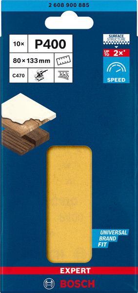 BOSCH EXPERT C470 Schleifblatt, 80x133mm, K400, 8 Löcher, 10-tlg.