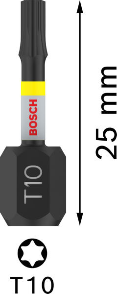 BOSCH PRO Torx Impact Bit, T10, 25 mm, 2-tlg.