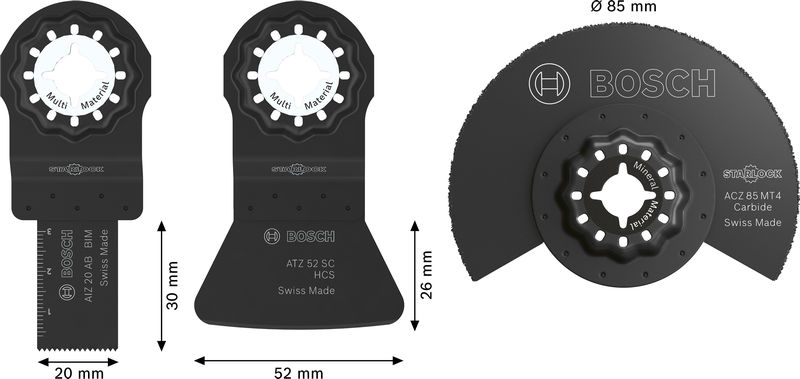 BOSCH Fliesen-Blatt--Set für oszillierende Multifunktionswerkzeuge, 3-tlg.