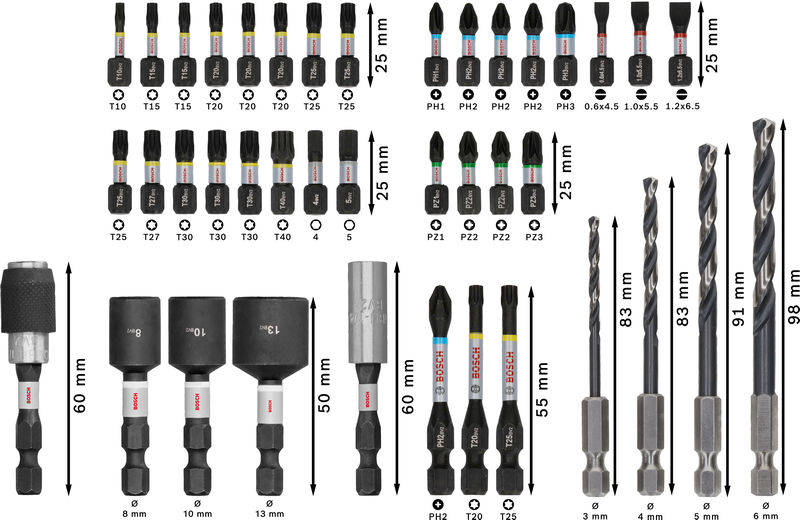 BOSCH PRO Impact Schrauberbits und Metallbohrer Set, 40-tlg.
