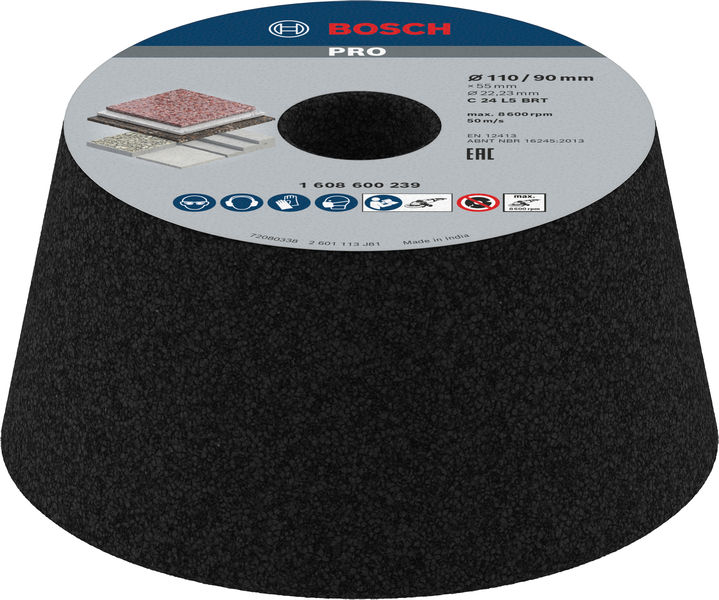 BOSCH PRO Stone Konischer Schleiftopf, 90 x 110 x 55 mm, K24 BOSCH PRO Stone Konischer Schleiftopf, 90 x 110 x 55 mm, K24
