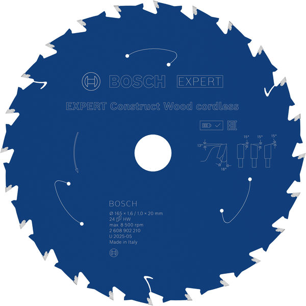 BOSCH EXPERT Construct Wood Kreissägeblatt, 165x1,6x20 mm, T24