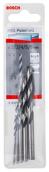 BOSCH HSS-Spiralbohrer-Set PointTeQ, 5-tlg., 2-6 mm