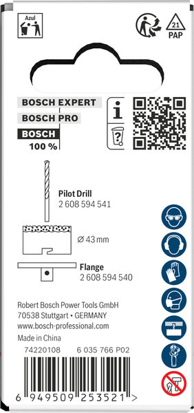 BOSCH Brick and Soft Tile Lochsäge mit Aufsteckhalter, 43 x 60 mm