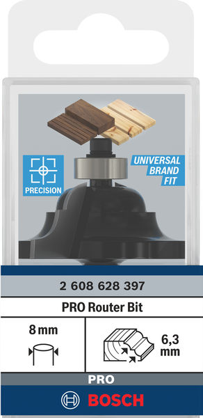 BOSCH PRO Profilnutfräser, R 6,3, Schaft 8 mm BOSCH PRO Profilnutfräser, R 6,3, Schaft 8 mm