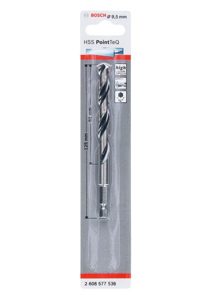 BOSCH HSS PointTeQ Sechskantbohrer 9,5 mm BOSCH HSS PointTeQ Sechskantbohrer 9,5 mm