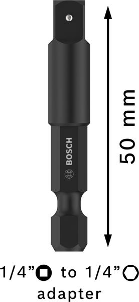 BOSCH PRO Socket Adapter mit Stiftverbindung, 1/4", 50 mm BOSCH PRO Socket Adapter mit Stiftverbindung, 1/4", 50 mm