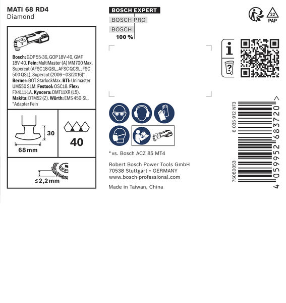 BOSCH EXPERT MATI 68 RD4 Corner Blade, 68 x 30 mm, 10-tlg.
