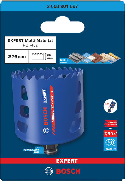 BOSCH EXPERT Multi Material Power Change Plus-Lochsäge, 76 x 60 mm