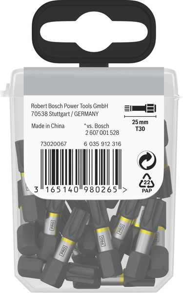 BOSCH PRO Torx Impact Bit, T30, 25 mm, Display, 10 x 25-tlg