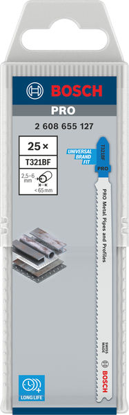 BOSCH PRO Metal Pipes and Profiles T321BF Stichsägeblatt, 132 mm, 25-tlg.