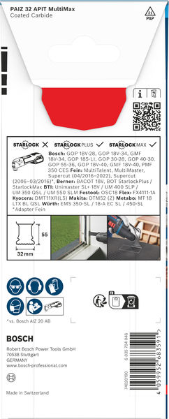 BOSCH EXPERT PAIZ 32 APIT MultiMax Tauchsägeblatt, 32 x 55 mm BOSCH EXPERT PAIZ 32 APIT MultiMax Tauchsägeblatt, 32 x 55 mm
