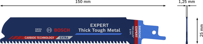 BOSCH EXPERT S955CHC Thick Tough Metal Säbelsägeblatt, 3-tlg.