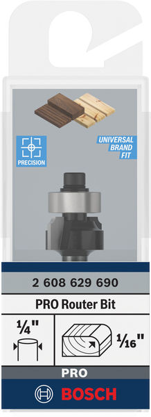 BOSCH PRO Abrundfräser, R 1/16", Schaft 1/4"