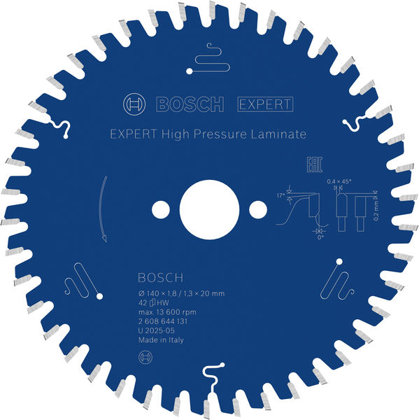 BOSCH EXPERT High Pressure Laminate Kreissägeblatt, 140x1,8/1,3x20 mm, Z42 BOSCH EXPERT High Pressure Laminate Kreissägeblatt, 140x1,8/1,3x20 mm, Z42