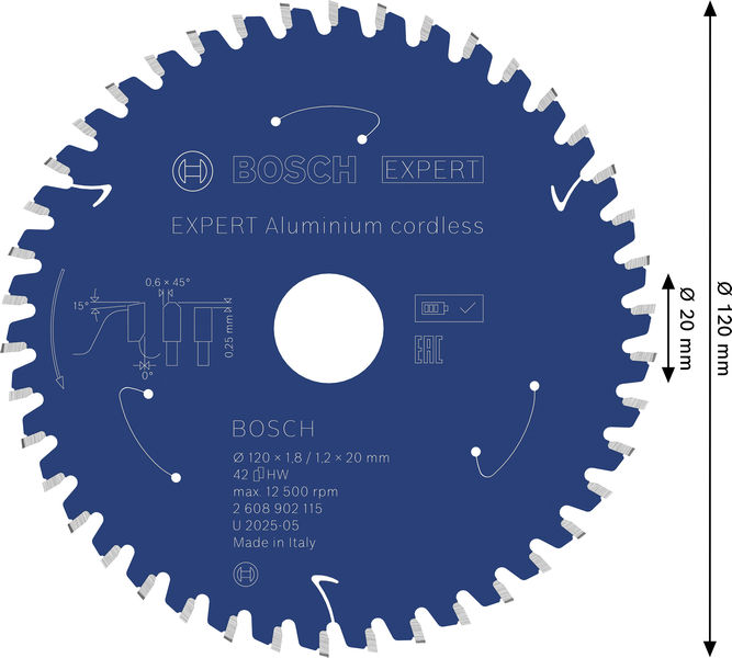 BOSCH EXPERT Aluminium Kreissägeblatt, 120x20 mm, Z42 BOSCH EXPERT Aluminium Kreissägeblatt, 120x20 mm, Z42