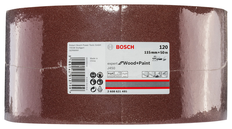 BOSCH Schleifblatt J450 Expert for Wood and Paint, 115 mm x 50 m, G120 BOSCH Schleifblatt J450 Expert for Wood and Paint, 115 mm x 50 m, G120