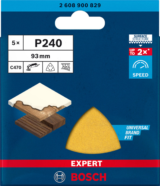 BOSCH EXPERT C470 Deltaschleifblatt, 93mm, K240, 6 Löcher, 5-tlg. BOSCH EXPERT C470 Deltaschleifblatt, 93mm, K240, 6 Löcher, 5-tlg.