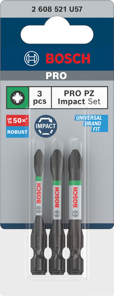 BOSCH PRO Pozidriv Impact Bit Set, PZ1, PZ2, PZ3, 55 mm, 3-tlg. BOSCH PRO Pozidriv Impact Bit Set, PZ1, PZ2, PZ3, 55 mm, 3-tlg.