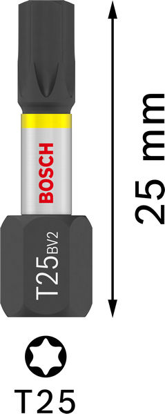 BOSCH PRO Torx Impact Bit, T25, 25 mm, Display, 10 x 25-tlg