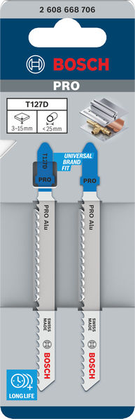 BOSCH PRO Alu T127D Stichsägeblatt, 100 mm, 2-tlg. BOSCH PRO Alu T127D Stichsägeblatt, 100 mm, 2-tlg.