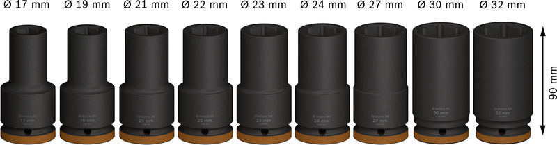 BOSCH PRO Impact Steckschlüsselsatz Set, 3/4", tief, 9-tlg.