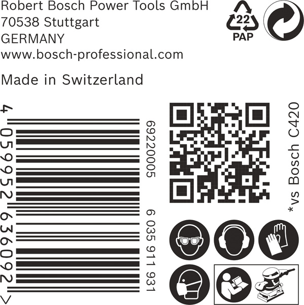 BOSCH EXPERT C470 Schleifblatt, 115x107mm, K240, 6 Löcher, 50-tlg.
