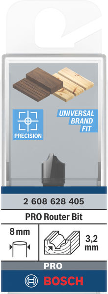 BOSCH PRO Viertelstabfräser, Ø 3,2 x Ø 9,5, Schaft 8 mm
