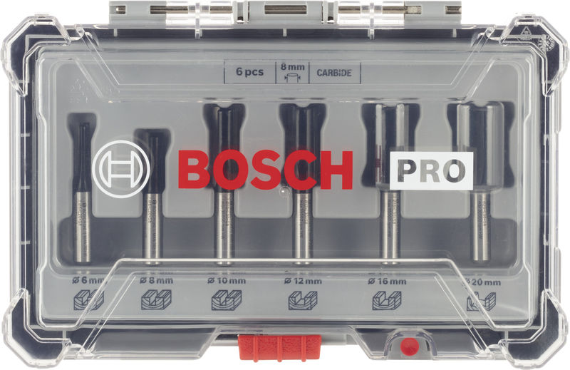 BOSCH PRO Nutfräser-Set, Schaft 8 mm, 6-tlg BOSCH PRO Nutfräser-Set, Schaft 8 mm, 6-tlg