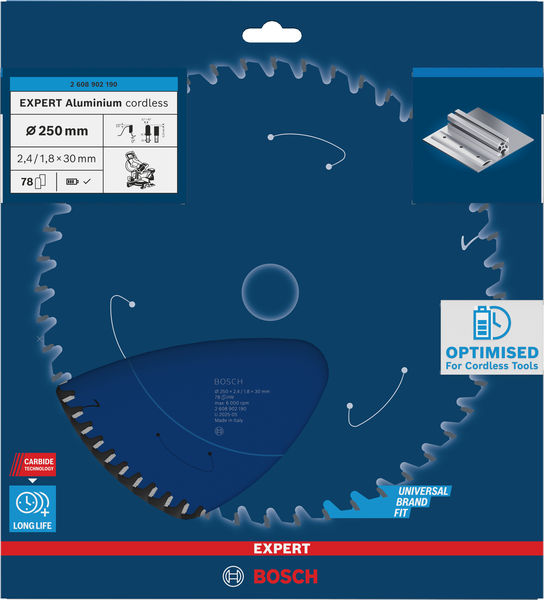 BOSCH EXPERT Aluminium Kreissägeblatt, 250x30 mm, Z78