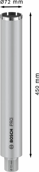 BOSCH PRO Nassbohrkrone, 72 x 450 mm, G 1 1/4 Zoll UNC BOSCH PRO Nassbohrkrone, 72 x 450 mm, G 1 1/4 Zoll UNC