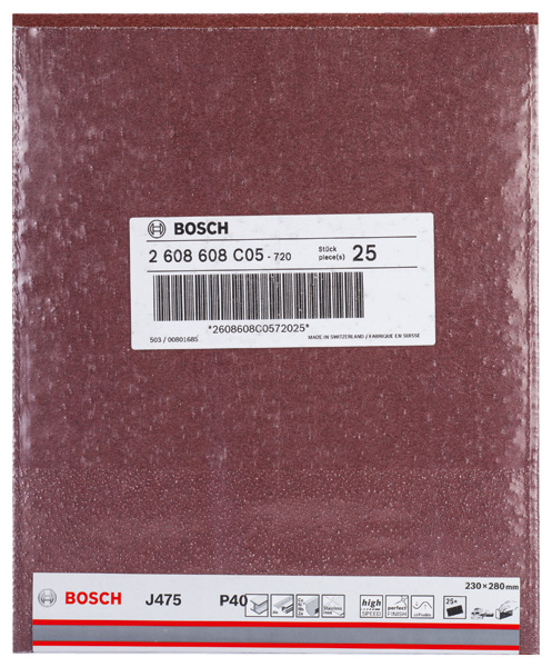 BOSCH Schleifblatt Papier J475, Best for Metal, 230 x 280 mm, 40, ungelocht, 1er-Pack BOSCH Schleifblatt Papier J475, Best for Metal, 230 x 280 mm, 40, ungelocht, 1er-Pack