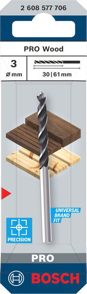 BOSCH PRO Wood Holzspiralbohrer, 3x30x61 mm BOSCH PRO Wood Holzspiralbohrer, 3x30x61 mm