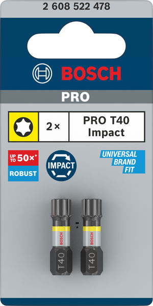 BOSCH PRO Torx Impact Bit, T40, 25 mm, 2-tlg. BOSCH PRO Torx Impact Bit, T40, 25 mm, 2-tlg.