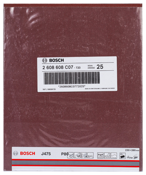 BOSCH Schleifblatt Papier J475, Best for Metal, 230 x 280 mm, 80, ungelocht, 1er-Pack