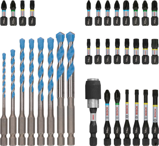 BOSCH PRO Impact Schrauberbits und Multi Construction Bohrer Set, 35-tlg.