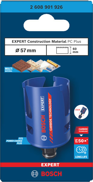 BOSCH EXPERT Construction Material Power Change Plus Lochsäge, 57 x 60 mm