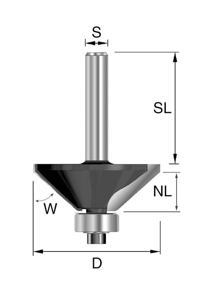 Brück HW-Fasefräser D44,5, NL15,9 Brück HW-Fasefräser D44,5, NL15,9