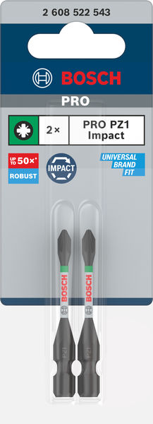 BOSCH PRO Pozidriv Impact Bit, PZ1, 55 mm, 2-tlg.