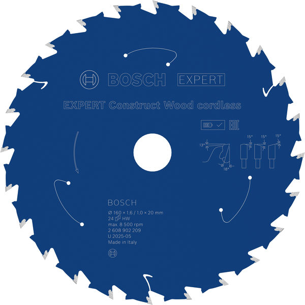 BOSCH EXPERT Construct Wood Kreissägeblatt, 160x1,6x20 mm, T24