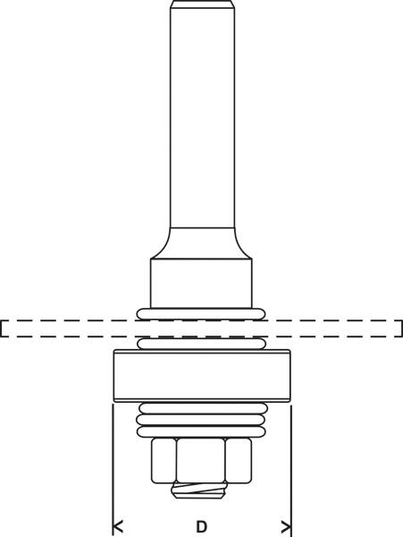 BOSCH Schaft für Scheibenfräse mit Führungskugellager, 8 mm, D 22 mm, G 60,3 mm