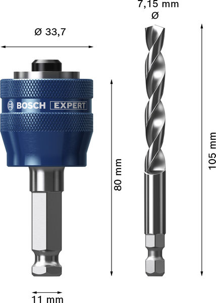 BOSCH EXPERT Power Change Plus mit Zentrierbohrer, Ø7,5 x 60 x 105 mm, 2-tlg.