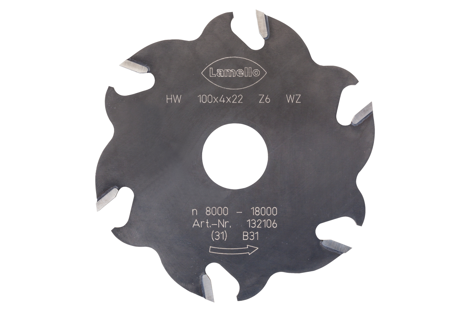 LAMELLO Nutfräser für Classic X, HW, Ø100x4xØ22 mm, Z6 Wechselzahn LAMELLO Nutfräser für Classic X, HW, Ø100x4xØ22 mm, Z6 Wechselzahn