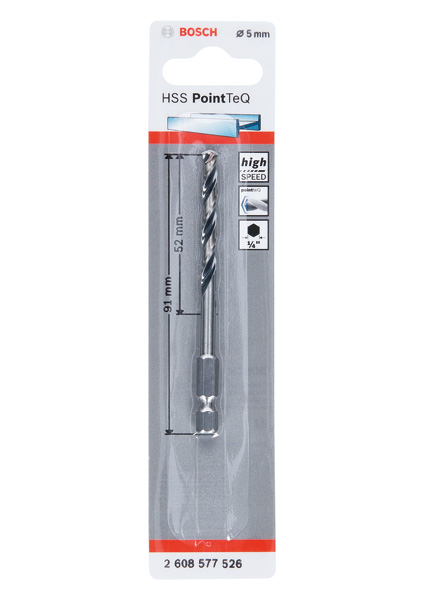 BOSCH HSS PointTeQ Sechskantbohrer 5,0 mm